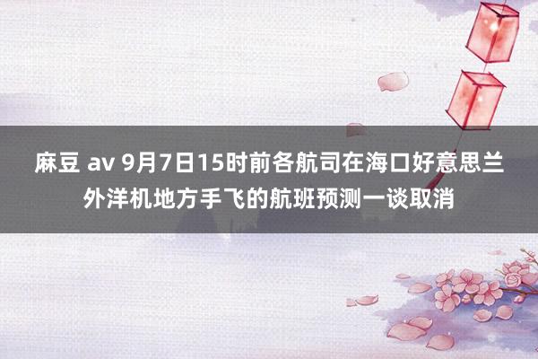 麻豆 av 9月7日15时前各航司在海口好意思兰外洋机地方手飞的航班预测一谈取消