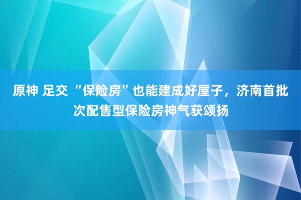 原神 足交 “保险房”也能建成好屋子，济南首批次配售型保险房神气获颂扬