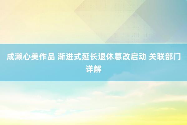 成濑心美作品 渐进式延长退休篡改启动 关联部门详解