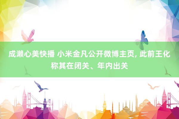 成濑心美快播 小米金凡公开微博主页, 此前王化称其在闭关、年内出关