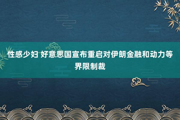 性感少妇 好意思国宣布重启对伊朗金融和动力等界限制裁