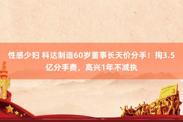 性感少妇 科达制造60岁董事长天价分手！掏3.5亿分手费，高兴1年不减执