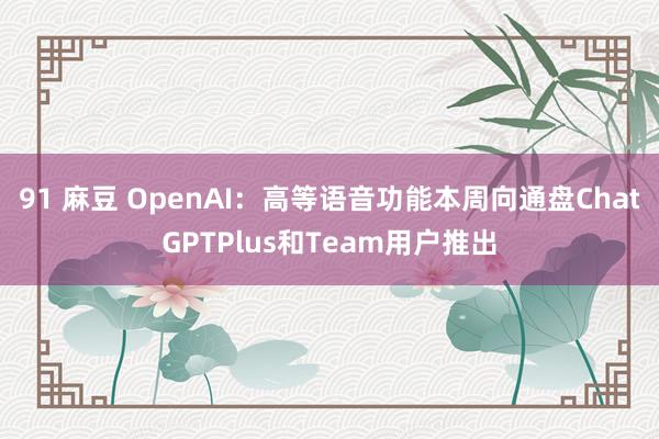 91 麻豆 OpenAI：高等语音功能本周向通盘ChatGPTPlus和Team用户推出