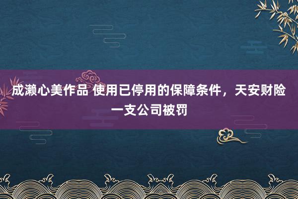 成濑心美作品 使用已停用的保障条件，天安财险一支公司被罚