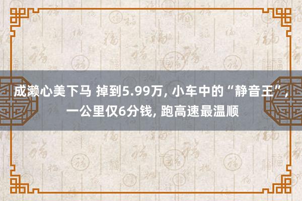 成濑心美下马 掉到5.99万， 小车中的“静音王”， 一公里仅6分钱， 跑高速最温顺