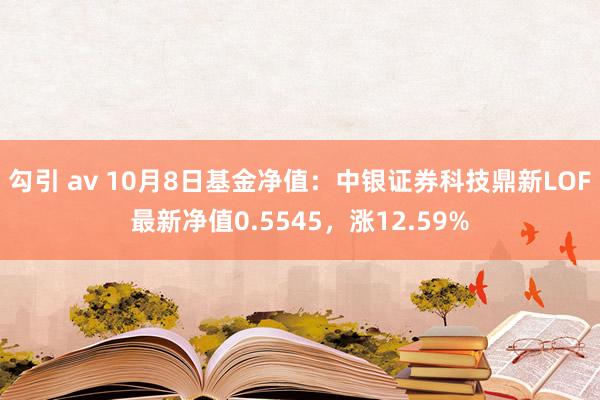 勾引 av 10月8日基金净值：中银证券科技鼎新LOF最新净值0.5545，涨12.59%