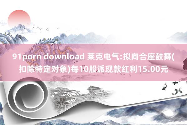 91porn download 莱克电气:拟向合座鼓舞(扣除特定对象)每10股派现款红利15.00元