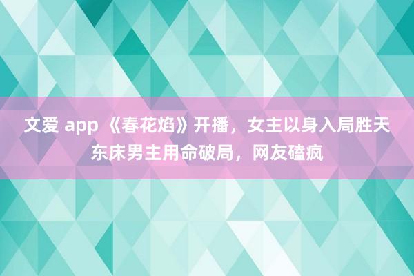 文爱 app 《春花焰》开播，女主以身入局胜天东床男主用命破局，网友磕疯