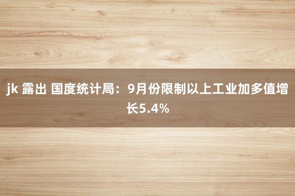 jk 露出 国度统计局：9月份限制以上工业加多值增长5.4%