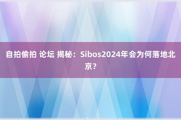 自拍偷拍 论坛 揭秘：Sibos2024年会为何落地北京？