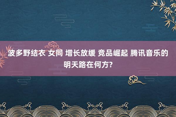 波多野结衣 女同 增长放缓 竞品崛起 腾讯音乐的明天路在何方?