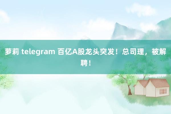 萝莉 telegram 百亿A股龙头突发！总司理，被解聘！