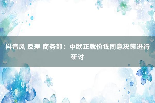 抖音风 反差 商务部：中欧正就价钱同意决策进行研讨