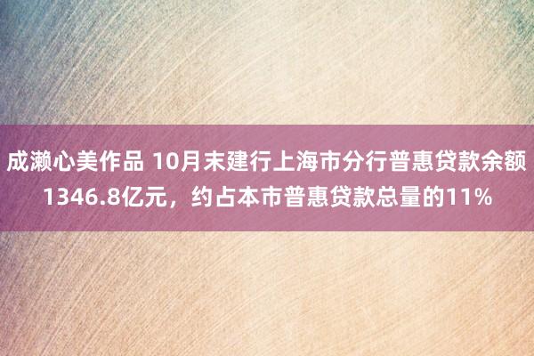 成濑心美作品 10月末建行上海市分行普惠贷款余额1346.8亿元，约占本市普惠贷款总量的11%