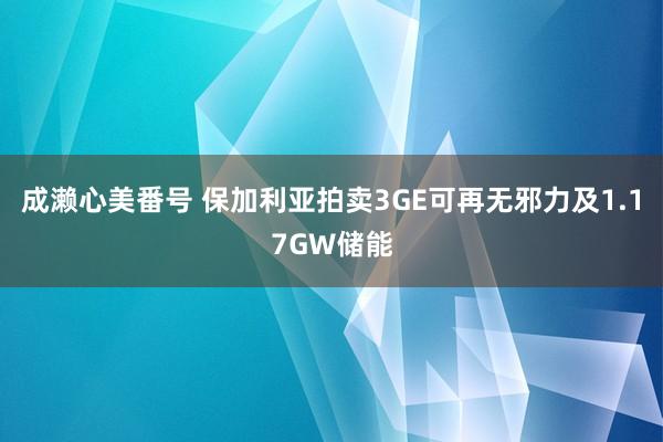 成濑心美番号 保加利亚拍卖3GE可再无邪力及1.17GW储能