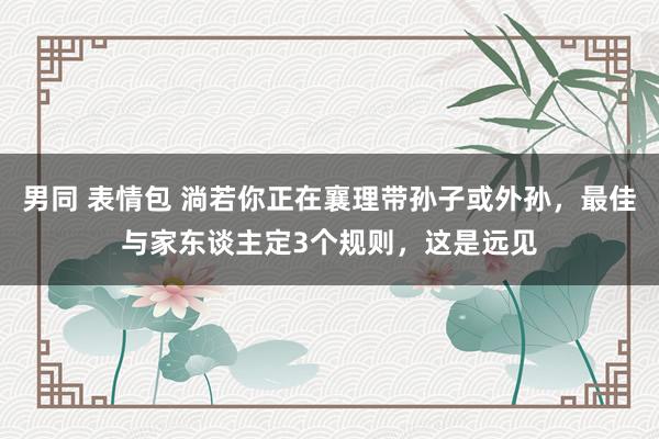 男同 表情包 淌若你正在襄理带孙子或外孙，最佳与家东谈主定3个规则，这是远见