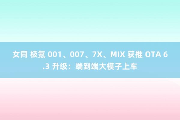 女同 极氪 001、007、7X、MIX 获推 OTA 6.3 升级：端到端大模子上车