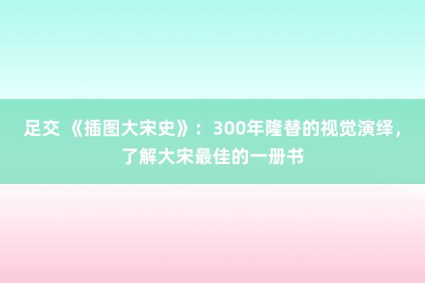 足交 《插图大宋史》：300年隆替的视觉演绎，了解大宋最佳的一册书