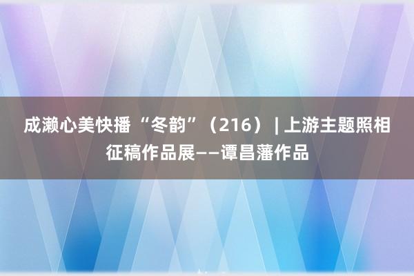 成濑心美快播 “冬韵”（216） | 上游主题照相征稿作品展——谭昌藩作品