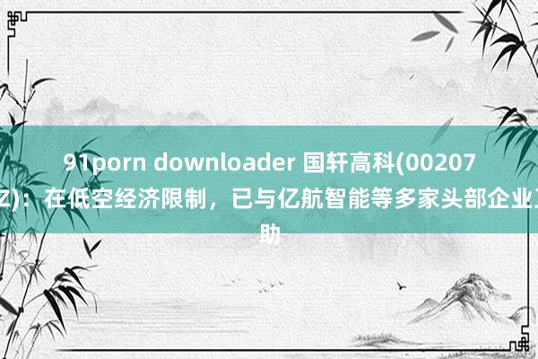 91porn downloader 国轩高科(002074.SZ)：在低空经济限制，已与亿航智能等多家头部企业互助