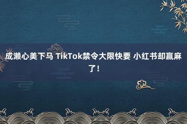 成濑心美下马 TikTok禁令大限快要 小红书却赢麻了！