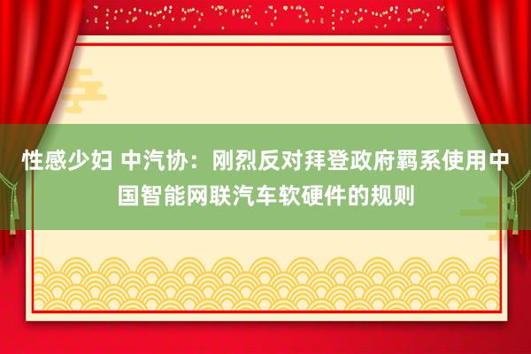 性感少妇 中汽协：刚烈反对拜登政府羁系使用中国智能网联汽车软硬件的规则